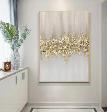 抽象的かつ装飾的 Painting - 抽象的な自由奔放に生きるゴールドの壁の装飾